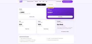 La grille tarifaire de Boost My Clip : le ticket d’entrée à 1 €, puis les packs de 12, 30 et 60 clips avec leur prix unitaire.